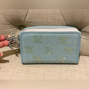 Juicy Couture Light Blue Wallet with Rhinestone Logo